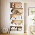 Lantine 70.8-Inch Modern Bookshelf, 5-Tier Tall White Bookcase with Storage, Large Open Shelf for Office, Home, Classroom, White and Walnut