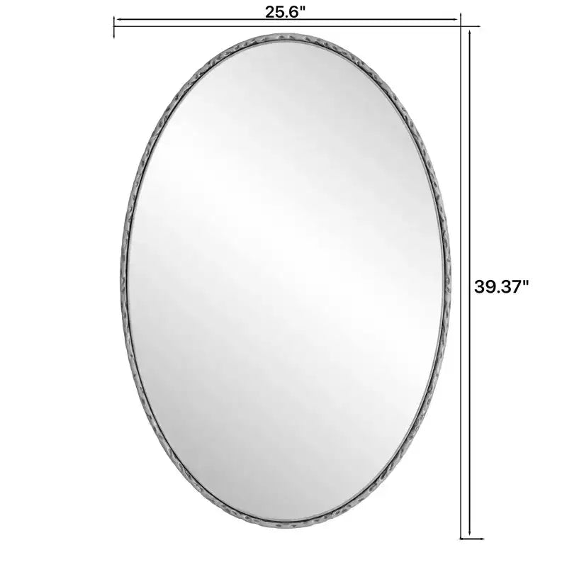 Miroir ovale rétro en fer forgé effet antique, à suspendre au mur pour chambre et salon, argenté