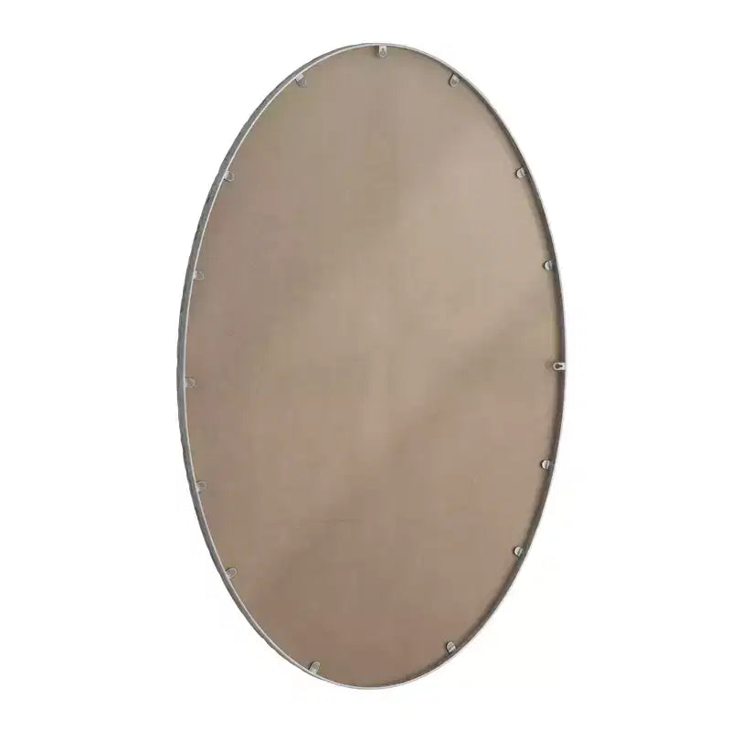 Miroir ovale rétro en fer forgé effet antique, à suspendre au mur pour chambre et salon, argenté