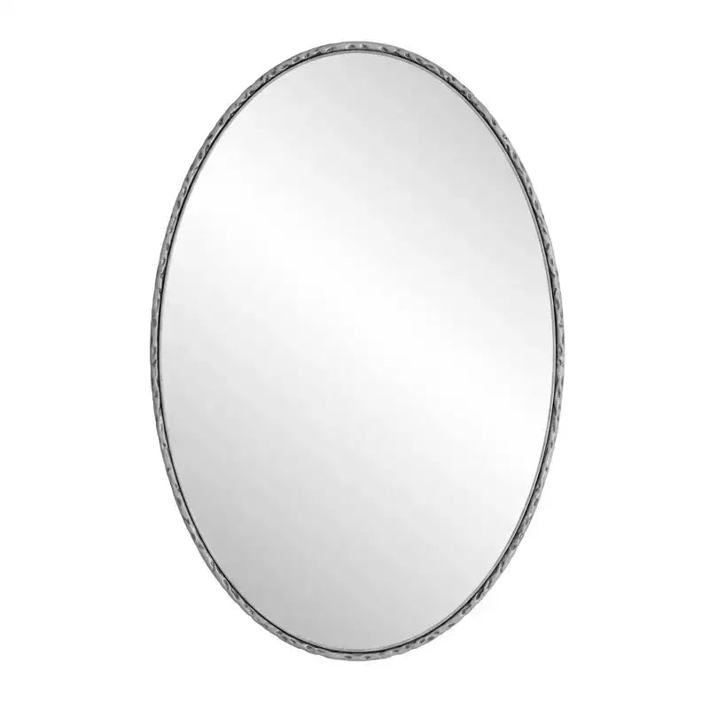 Miroir ovale rétro en fer forgé effet antique, à suspendre au mur pour chambre et salon, argenté