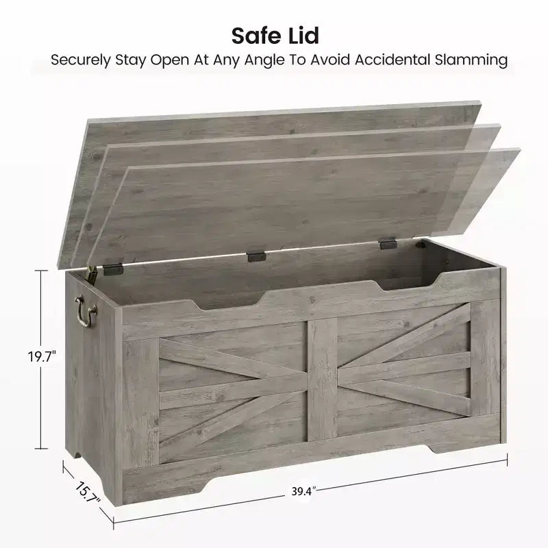 Coffre de rangement, Coffre à jouets en bois de 80 cm avec 2 charnières de sécurité, Banc de rangement d'entrée avec couvercle à charnière, Coffre de rangement robuste pour salon, chambre à coucher