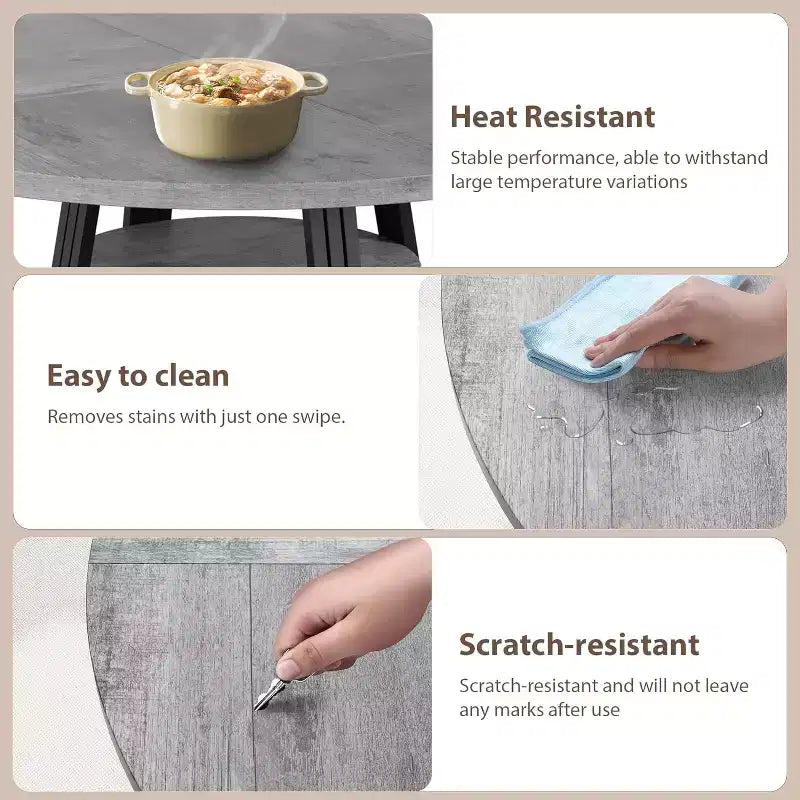 Table à manger ronde de 47 pouces avec étagère de rangement, base en métal, peut accueillir 4 à 6 personnes, pour cuisine ou salle à manger
