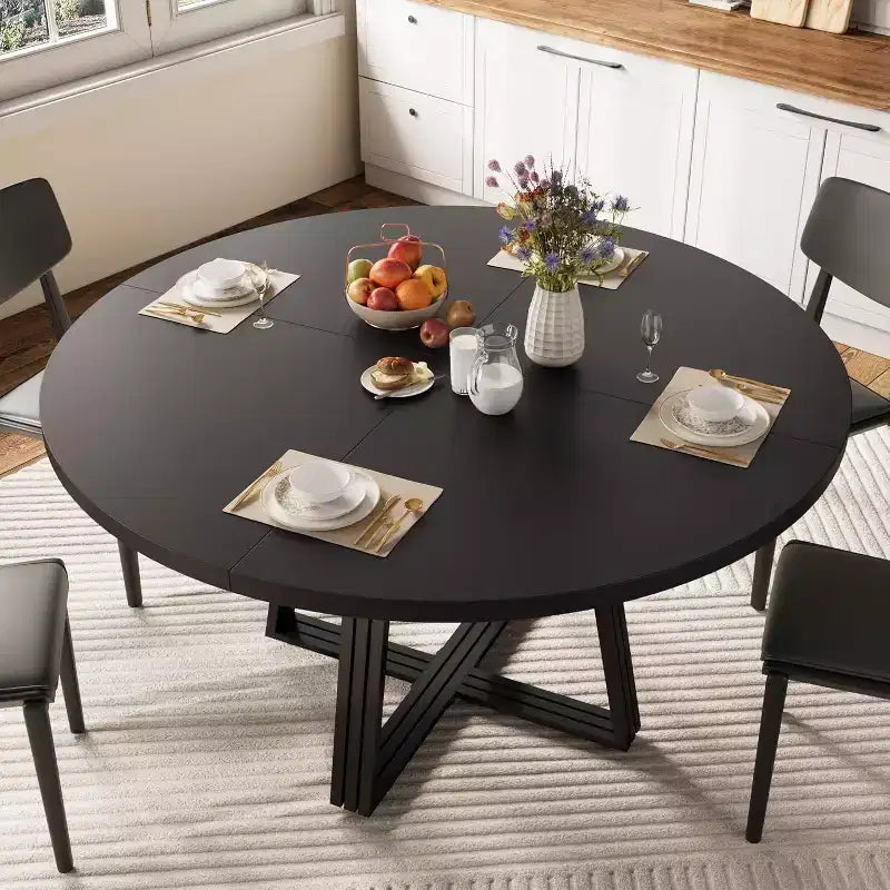 Table à manger ronde de 47 pouces avec étagère de rangement, base en métal, peut accueillir 4 à 6 personnes, pour cuisine ou salle à manger