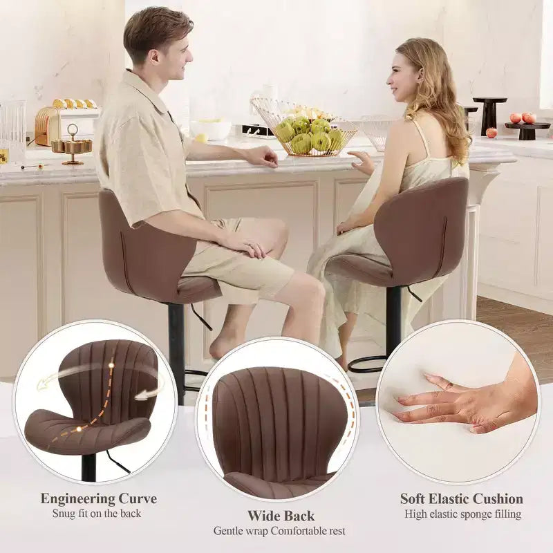 Tabourets de bar réglables en hauteur 24-32.1 avec pivot à 360°, coussin souple et élastique pour îlot de cuisine, bar, salon
