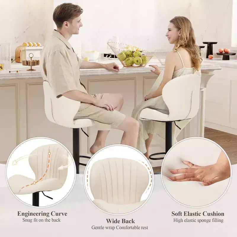Tabourets de bar réglables en hauteur 24-32.1 avec pivot à 360°, coussin souple et élastique pour îlot de cuisine, bar, salon
