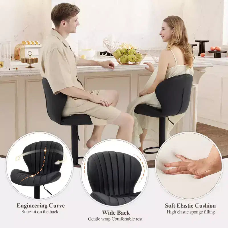 Tabourets de bar réglables en hauteur 24-32.1 avec pivot à 360°, coussin souple et élastique pour îlot de cuisine, bar, salon