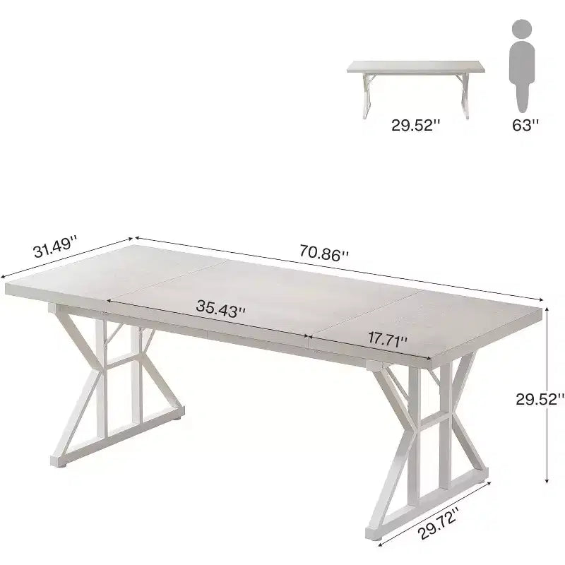 Grand bureau de direction de 180 cm, bureau d'ordinateur industriel pour la maison, longue table d'étude simple, mobilier de bureau (blanc)
