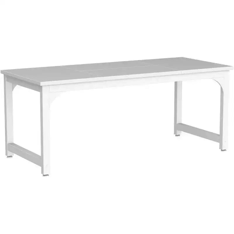 Bureau de direction 70,8", Grand bureau d'ordinateur avec cadre épaissi, Poste de travail moderne et simple pour bureau à domicile, Blanc
