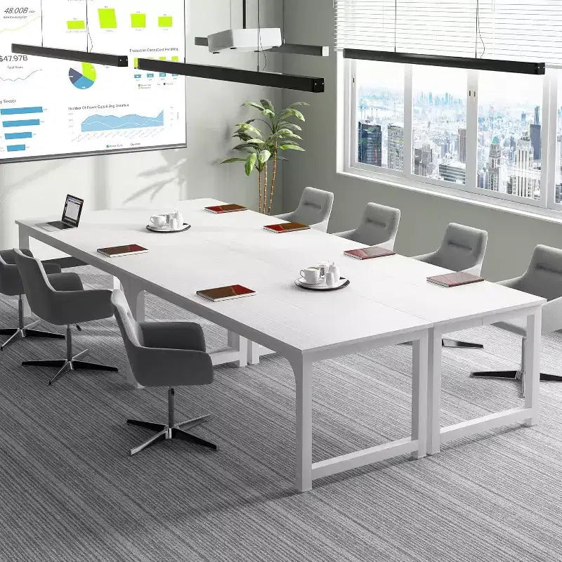 Bureau de direction 70,8", Grand bureau d'ordinateur avec cadre épaissi, Poste de travail moderne et simple pour bureau à domicile, Blanc