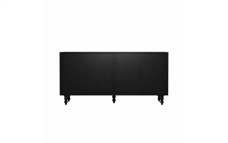 Meuble TV console avec rangement, doté de portes en brossé-métal et motif jonc de mer, idéal pour les salles à manger. Naturel